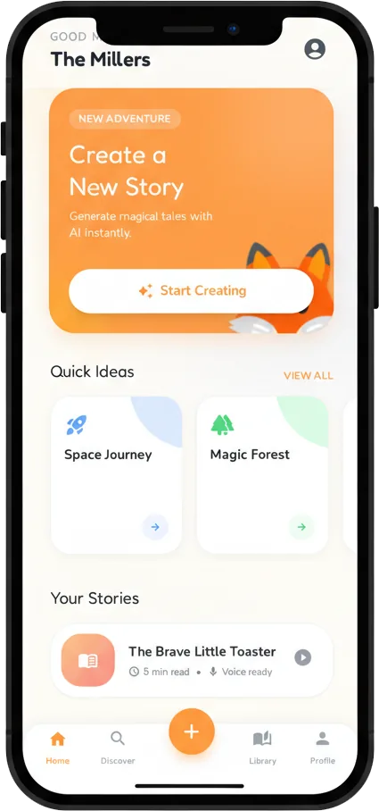 Yasso AI storybook app story creation screen where parents describe personalized story ideas