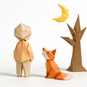 Origami illustration style in the Yasso AI storybook app